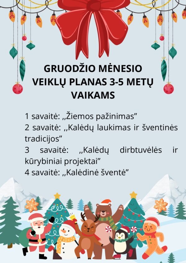 Gruodžio mėnesio veiklų planas 3–5 metų vaikams (WORD)