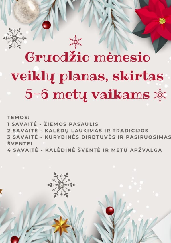 Gruodžio mėnesio veiklų planas, skirtas 5-6 metų vaikams (WORD)