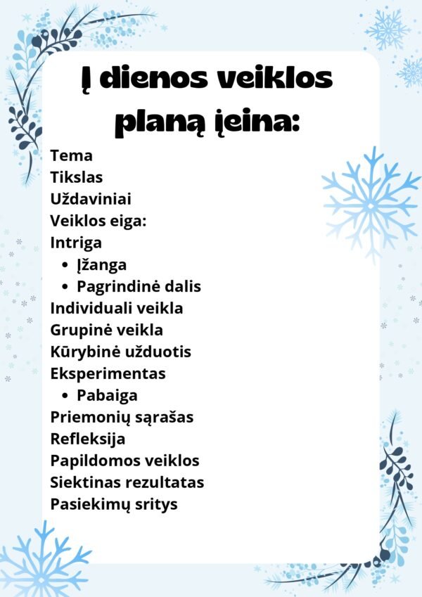 Žiemos stebuklai: Išsamus savaitės veiklos planas, skirtas 3-6 metų vaikams (WORD) - Image 2