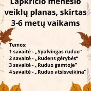 Lapkričio mėnesio veiklų planas, skirtas 3-6 metų vaikams (WORD)