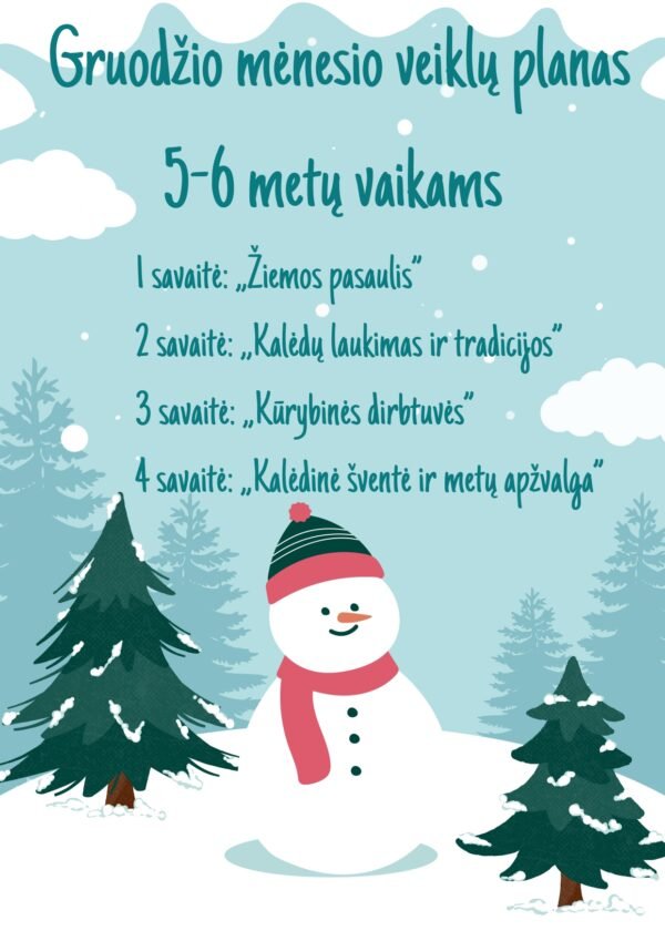 Gruodžio mėnesio veiklų planas 5-6 metų vaikams  (WORD)