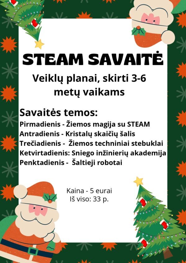 STEAM savaitės veiklų planai, skirti 3-6 metų vaikams (WORD, 33 p.)
