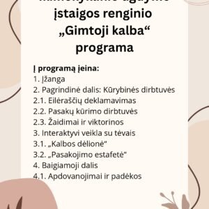 Ikimokyklinio ugdymo įstaigos renginio  „Gimtoji kalba“  programa (WORD)