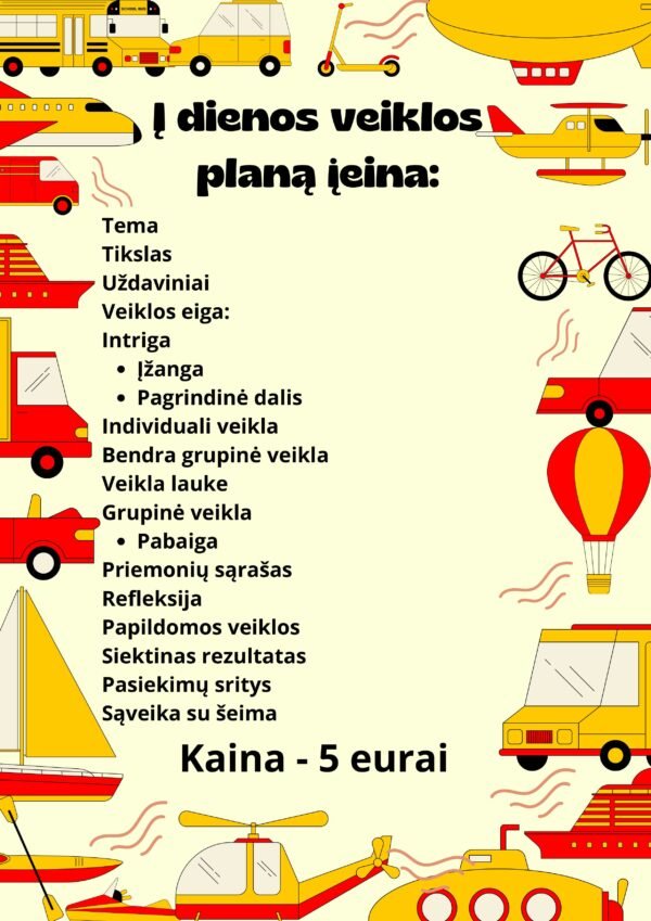 SAVAITĖS VEIKLŲ PLANAS  3-5 METŲ VAIKAMS TEMA - ,,TRANSPORTAS" (WORD) - Image 2