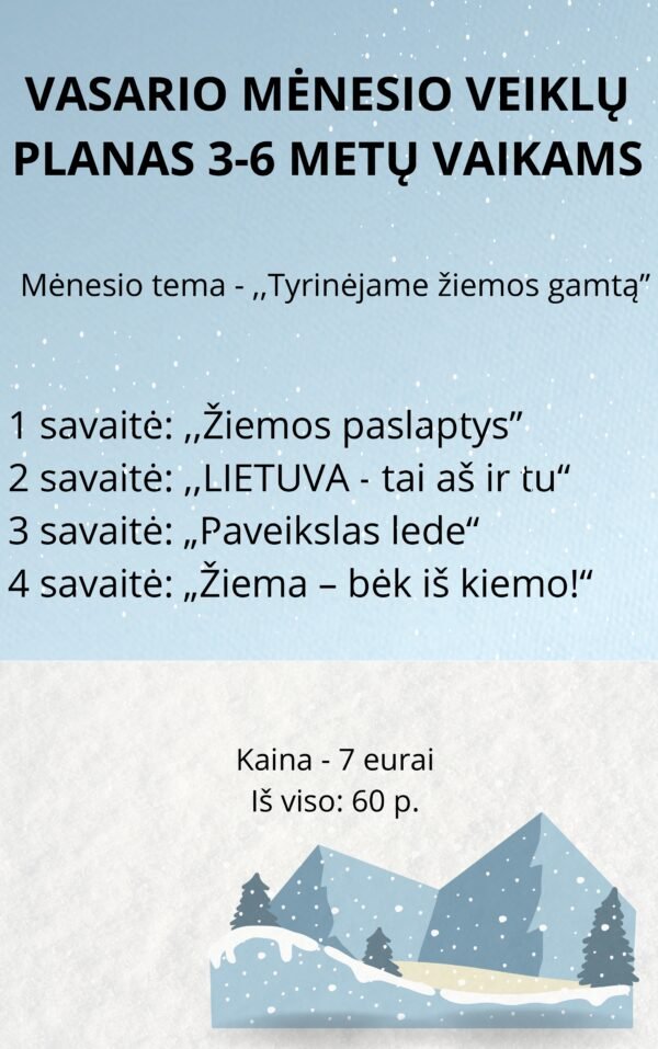 Vasario mėnesio veiklų planas, skirtas 3-6 metų vaikams (WORD, 60 p.)