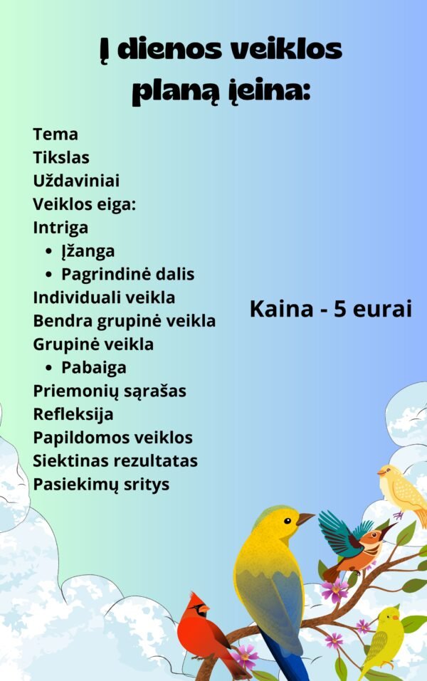 SAVAITĖS VEIKLŲ PLANAS  3-5 METŲ VAIKAMS TEMA - ,,ŽIEMOJANTYS PAUKŠČIAI" (WORD) - Image 2