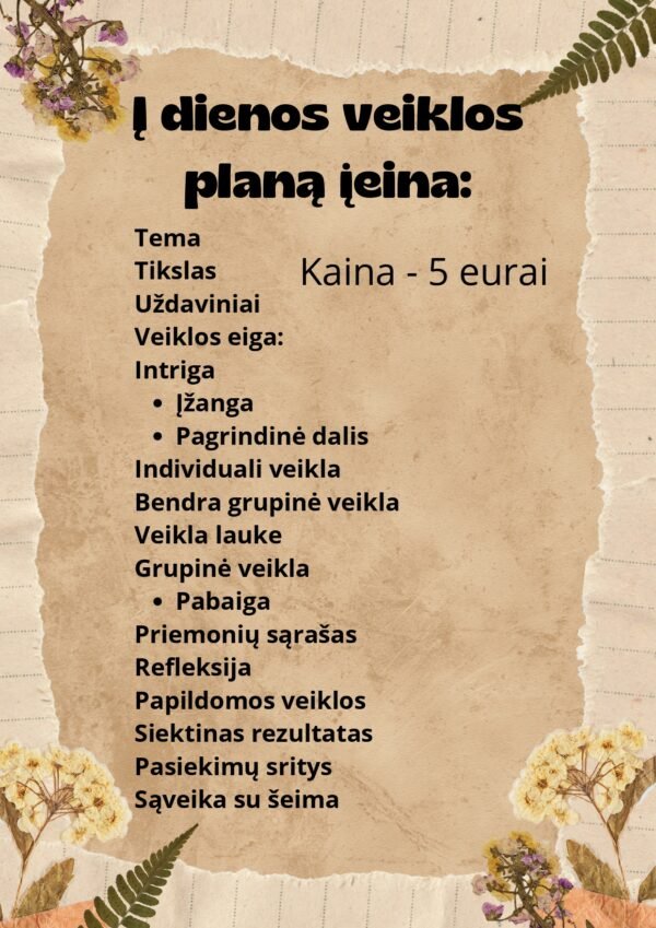 SAVAITĖS VEIKLŲ PLANAS  3-5 METŲ VAIKAMS TEMA - ,,KAZIUKO MUGĖ" (WORD) - Image 2