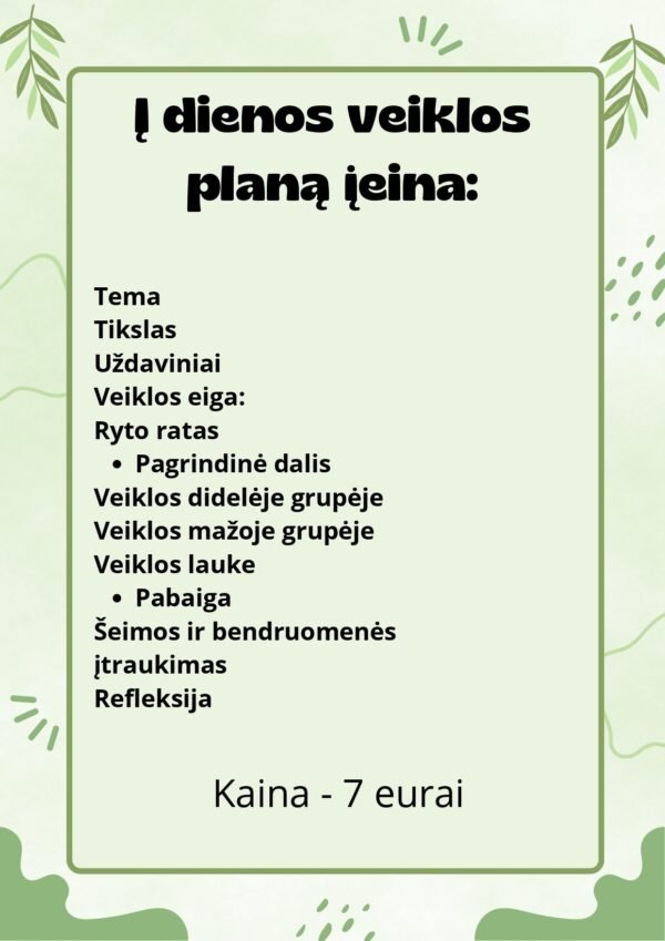 Savaitės VEIKLŲ PLANAS  3-6 METŲ VAIKAMS  Tema: „Švari žemė – laimingas vaikas“ (WORD) - Image 2
