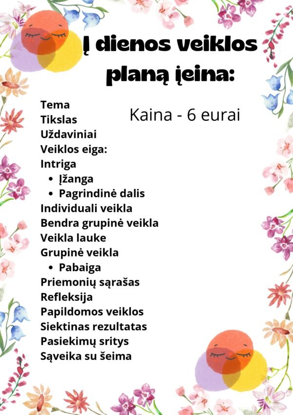 SAVAITĖS VEIKLŲ PLANAS  3-6 METŲ VAIKAMS TEMA - BE PATYČIŲ (WORD) - Image 2
