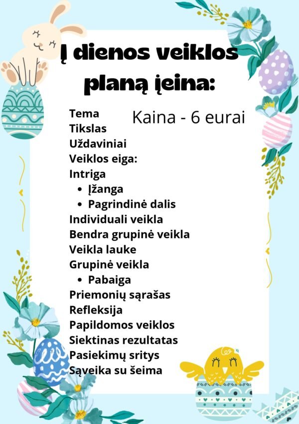 SAVAITĖS VEIKLŲ PLANAS  3-6 METŲ VAIKAMS TEMA - ,,ŠV. VELYKŲ BELAUKIANT" (WORD) - Image 2