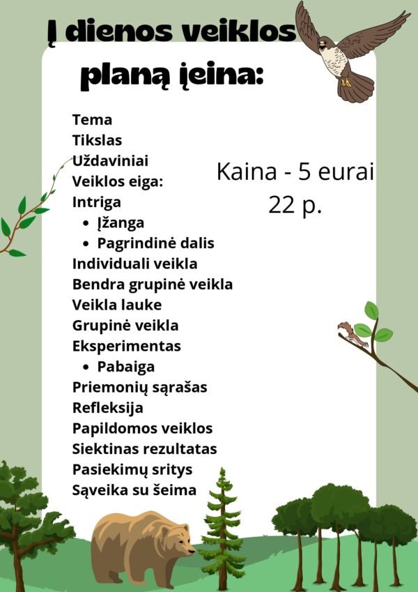 Savaitės VEIKLŲ PLANAS  3-6 METŲ VAIKAMS  Savaitės Tema: „Miško gyvūnai“ (WORD, 22 P.) - Image 2