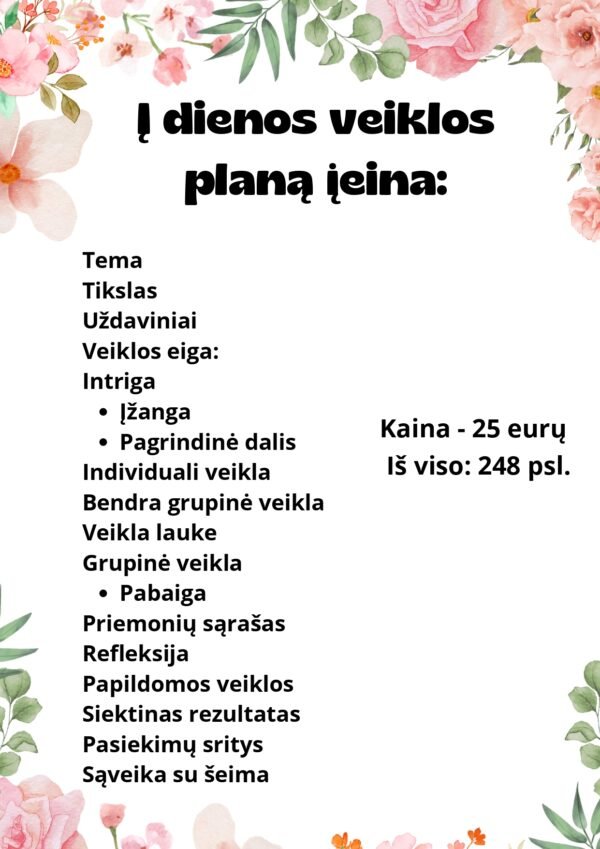 Vasaros mėnesių (12 savaičių) išsamūs veiklos planai, skirti 1-3 m. vaikams, remiantis ,,Žaismė ir atradimai” metodiniu leidiniu (WORD, 248 p.) - Image 2