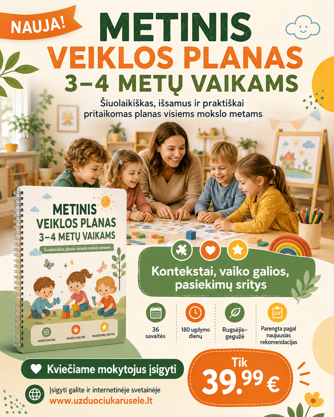 METINIS VEIKLOS PLANAS 3-4 metų vaikams 2026-2027 mokslo metams (WORD, 340 P.)