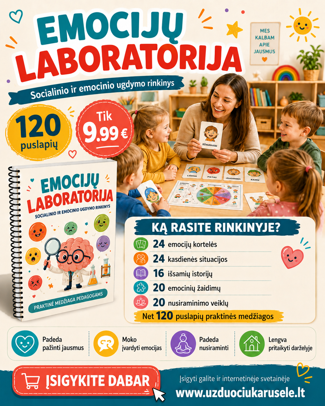EMOCIJŲ LABORATORIJA - Išsamus socialinio ir emocinio ugdymo rinkinys 2–6 metų vaikams (Word)