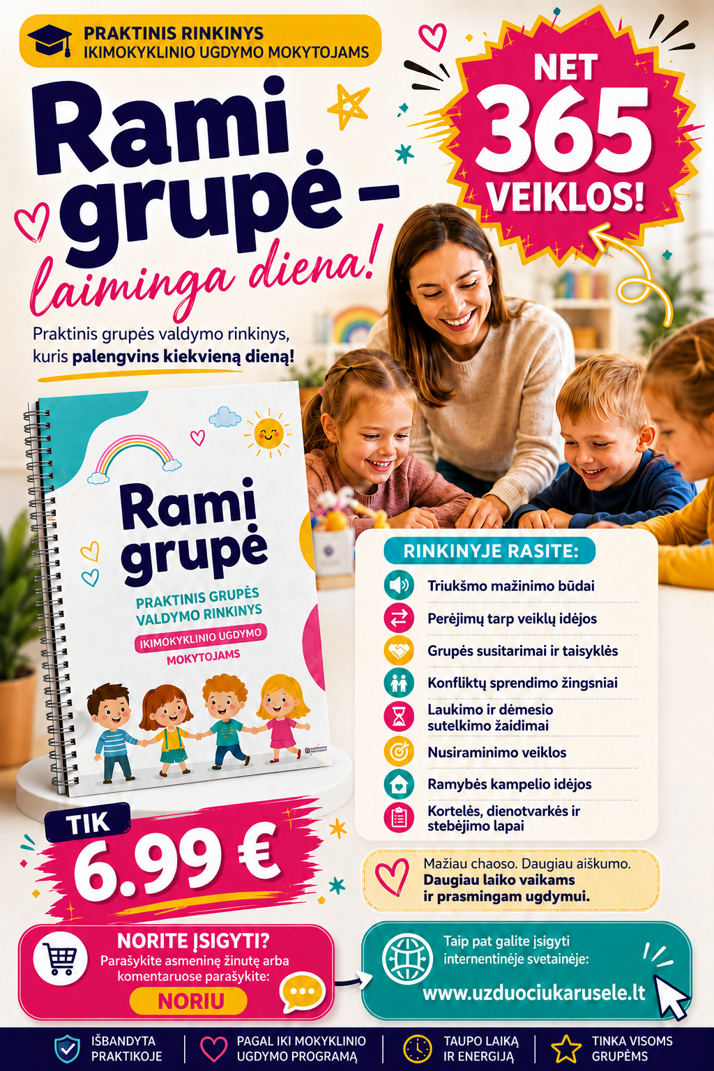 RAMI GRUPĖ – praktinis rinkinys ikimokyklinio ugdymo mokytojams (WORD, 186 P.)
