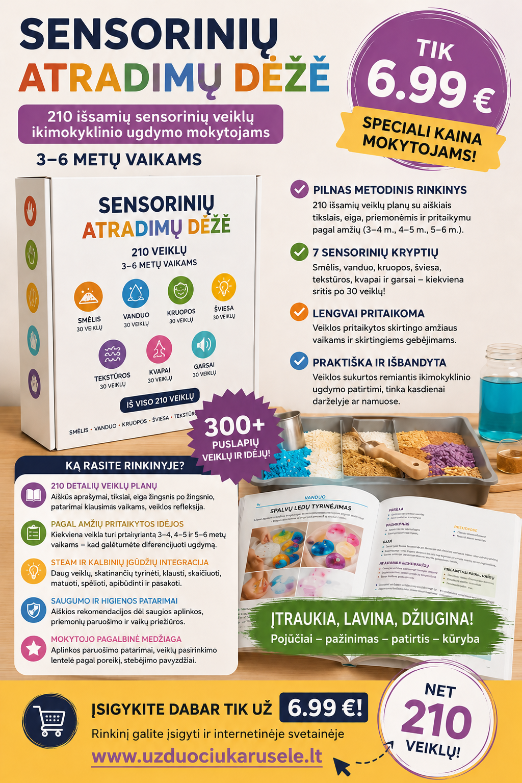 „SENSORINIŲ ATRADIMŲ DĖŽĖ“ – 210 patirtinių ir šiuolaikiškų veiklų (WORD, 300+ P.)