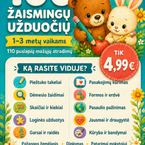 MEŠKIUKO IR ZUIKUČIO 100 mažųjų atradimų Spalvinga nuotykių knygelė 1-3 metų vaikams (WORD)