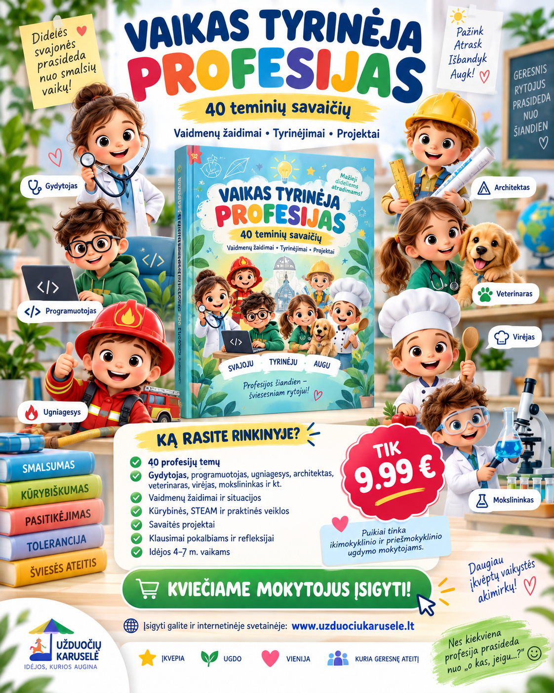 VAIKAS TYRINĖJA PROFESIJAS – 40 teminių savaičių 4–7 m. vaikams (WORD)