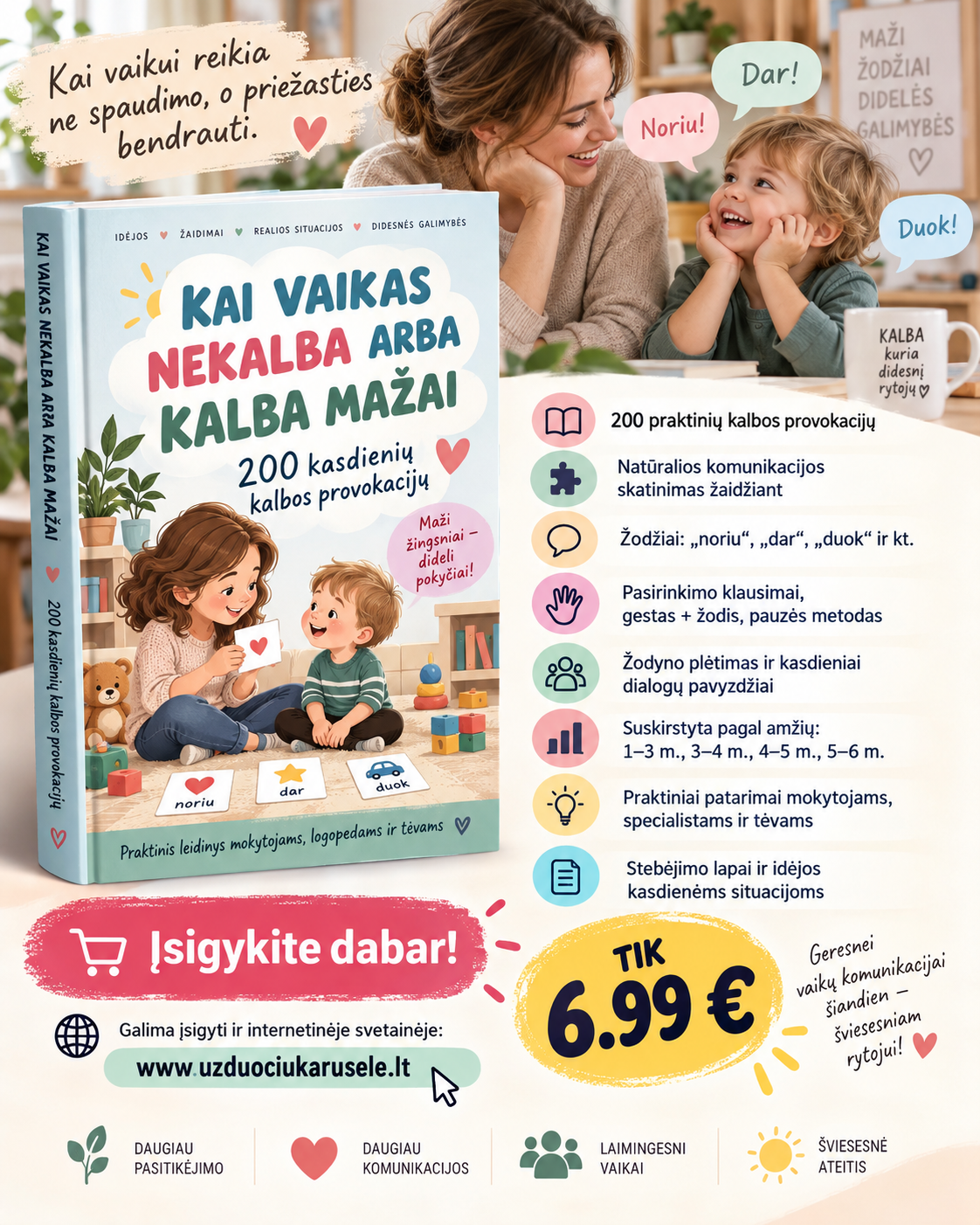 KAI VAIKAS NEKALBA ARBA KALBA MAŽAI – 200 kasdienių kalbos provokacijų (WORD, 500+ P.)