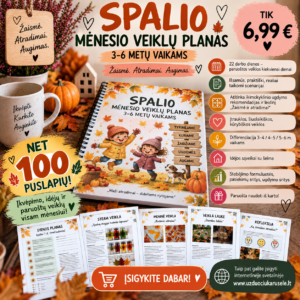 SPALIO MĖNESIO VEIKLŲ PLANAS 3–6 METŲ VAIKAMS (WORD, 100+)