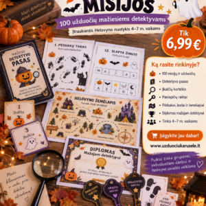 HELOVYNO MISIJOS – 100 užduočių mažiesiems detektyvams (WORD, 300+ P.)