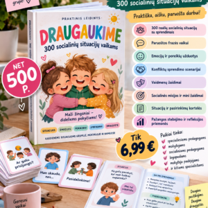 DRAUGAUKIME – 300 socialinių situacijų vaikams (WORD, 500+ P.)