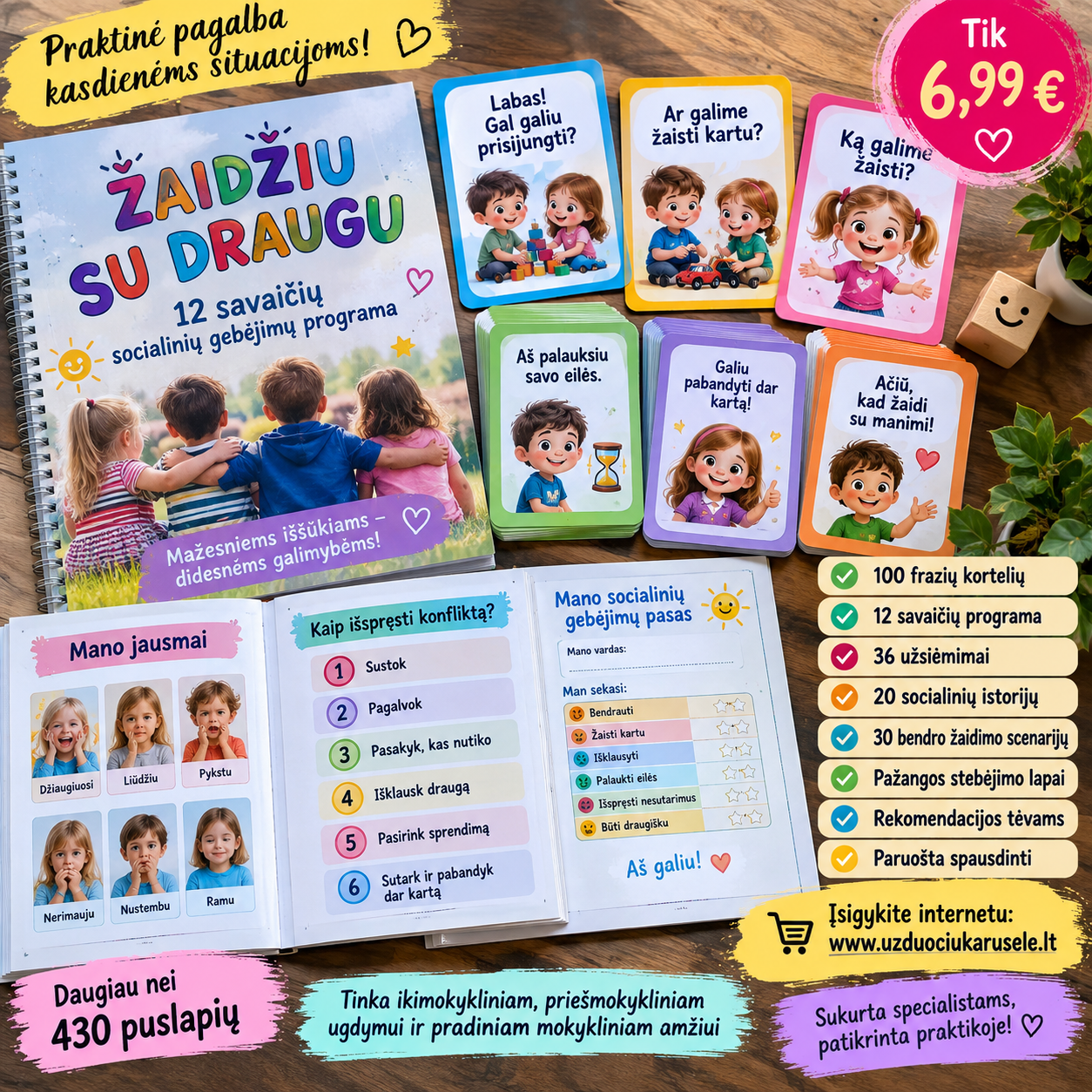 ŽAIDŽIU SU DRAUGU – 12 savaičių socialinių gebėjimų programa vaikams (WORD, 400+ P.)
