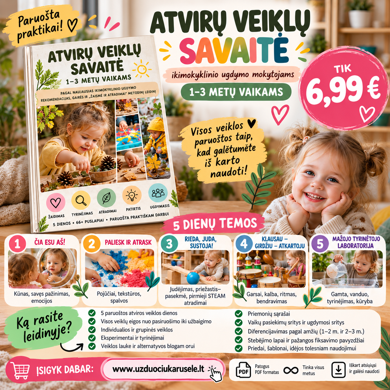 ATVIRŲ VEIKLŲ SAVAITĖ 1–3 METŲ VAIKAMS (WORD, 74 P.)