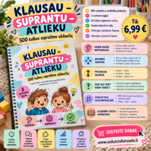 KLAUSAU – SUPRANTU – ATLIEKU - 500 kalbos supratimo užduočių (WORD, 500+ P.)