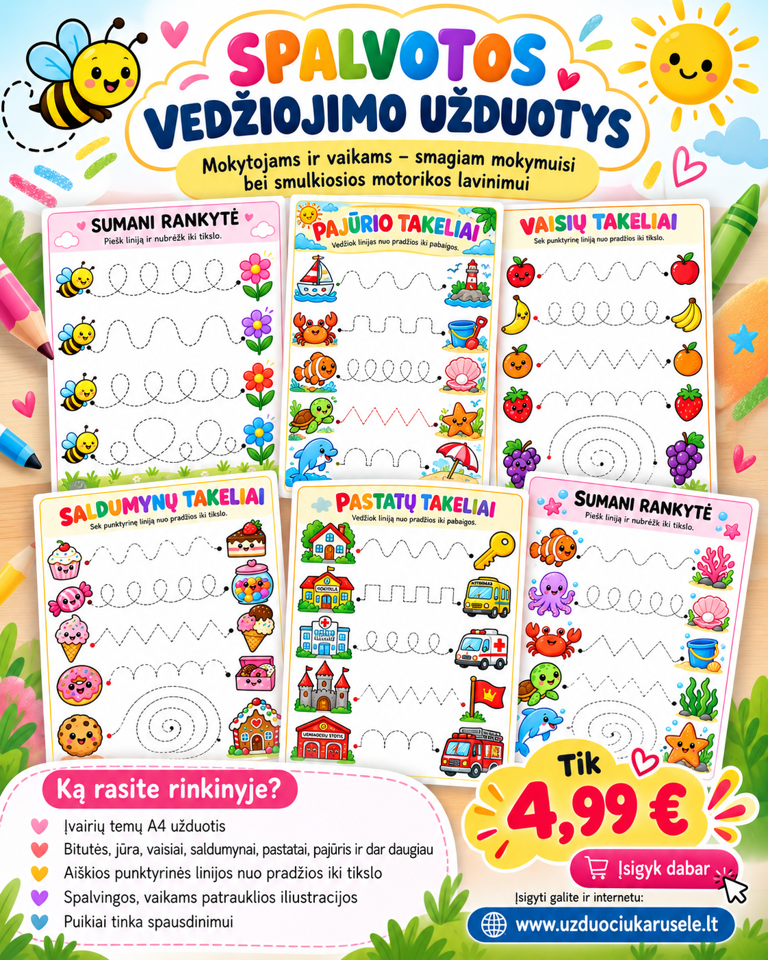 SPALVOTOS VEDŽIOJIMO UŽDUOTYS VAIKAMS! (PDF, 68 P.)