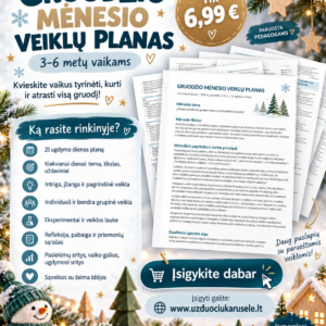 GRUODŽIO MĖNESIO VEIKLŲ PLANĄ 3–6 METŲ VAIKAMS (WORD, 100+ P.)