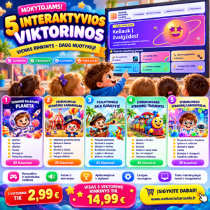 5 INTERAKTYVIOS VIKTORINOS – VIENAS SPALVINGAS NUOTYKIŲ RINKINYS!