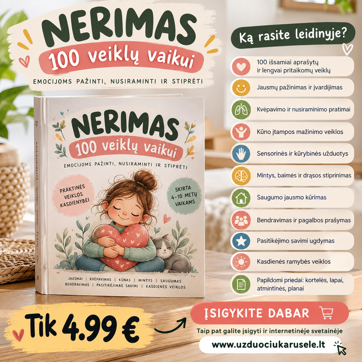 NERIMAS – 100 veiklų vaikui (PDF, 200+ P.)