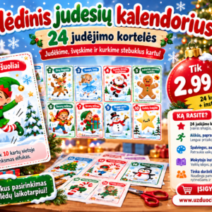 KALĖDINIS JUDESIŲ KALENDORIUS! - tai 24 judėjimo kortelės (PDF)