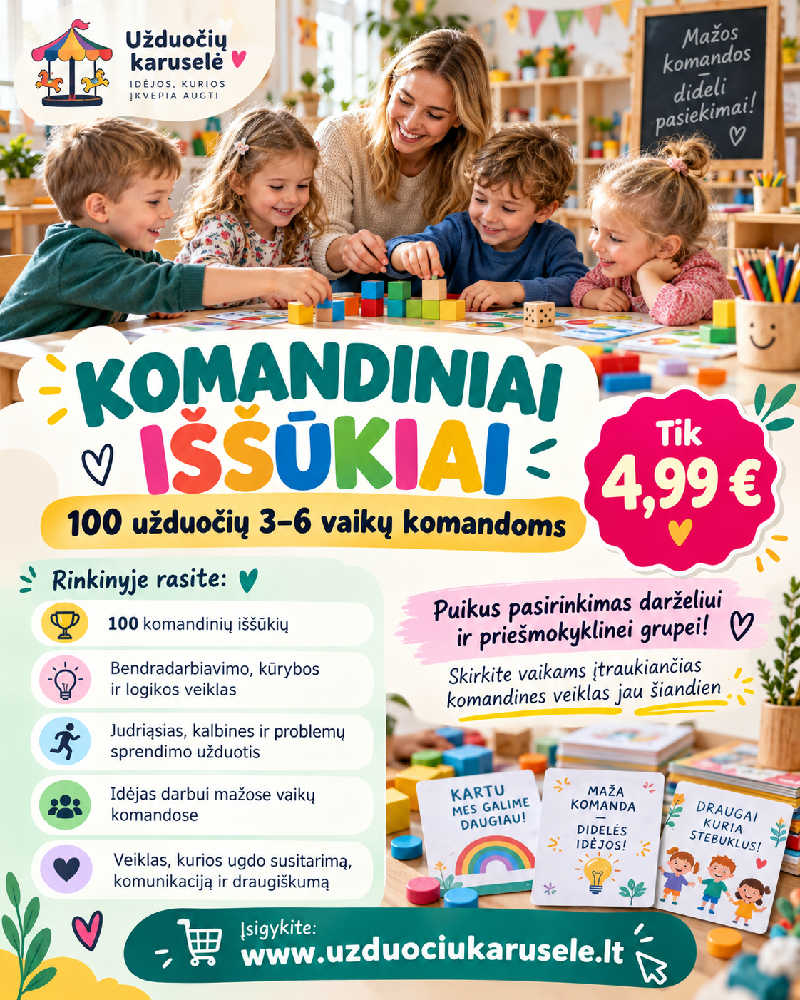MAŽOS KOMANDOS – DIDELI PASIEKIMAI! (WORD, 300+ P.)