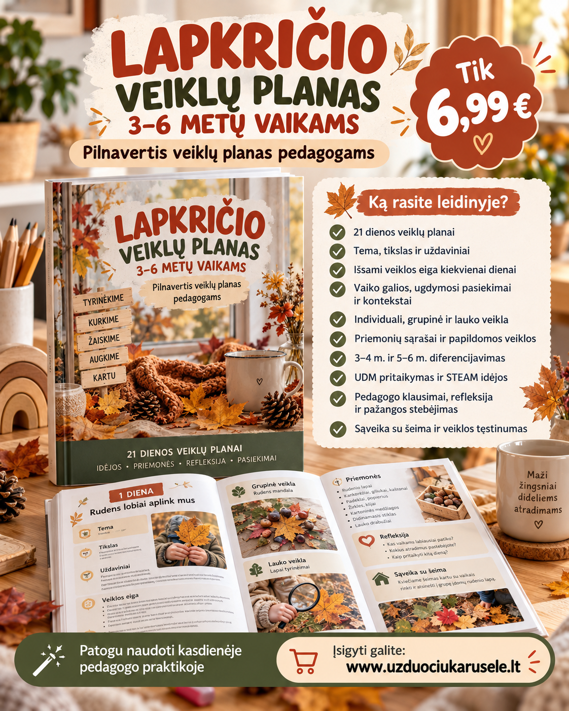 LAPKRIČIO MĖNESIO VEIKLŲ PLANAS 3–6 METŲ VAIKAMS (WORD, 100+ P.)