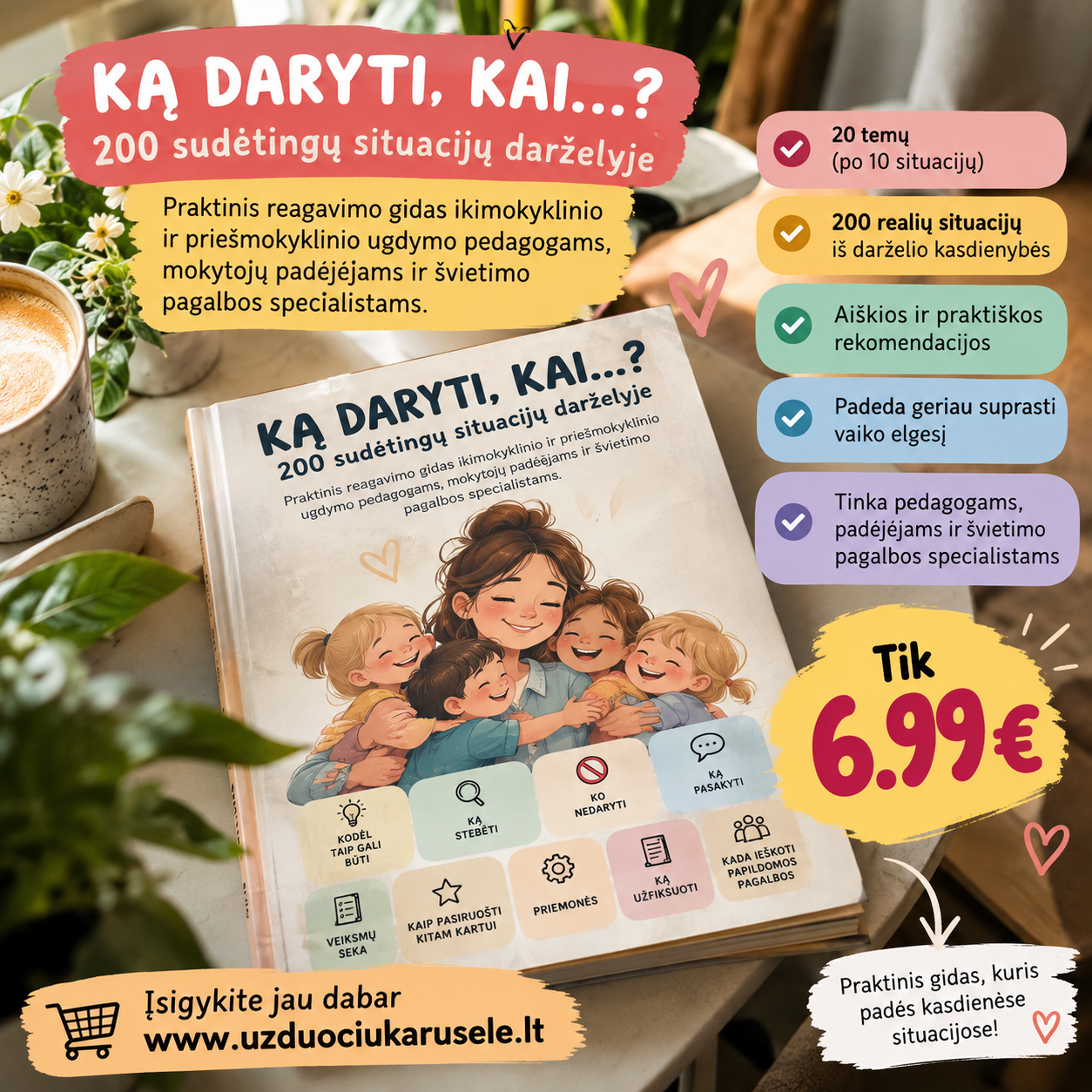 KĄ DARYTI, KAI...? – 200 sudėtingų situacijų darželyje (WORD, 500+ P.)