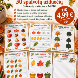 ATRASKIME MEDŽIUS! – 30 A4 užduočių rinkinys 3–6 metų vaikams (PDF, 30 P.)